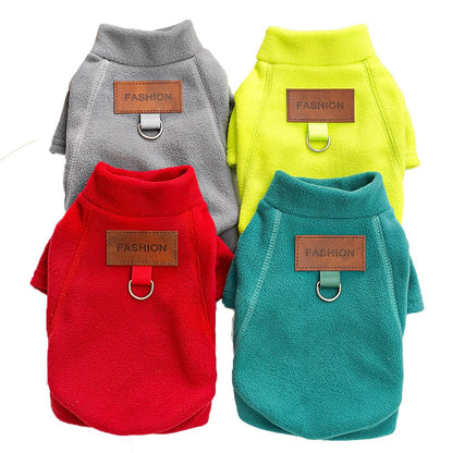 Moletom de Pelúcia Outono Inverno para Cães e Gatos, Casaco com Base de Pelúcia, Agasalho para Cachorros e Gatos, Pode Ser Puxado, Roupas de Ursinho de Pelúcia para Cães Pequenos