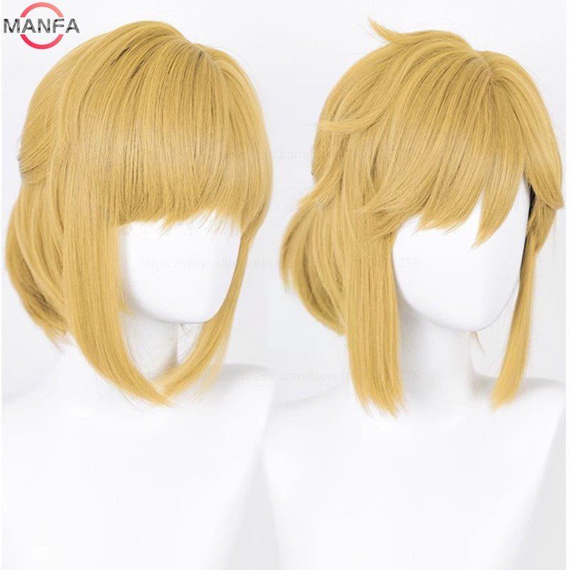 Peruca de Cosplay Link de Alta Qualidade Peruca Loiro Marrom Cosplay Anime Perucas Sintéticas Resistentes ao Calor Perucas de Halloween