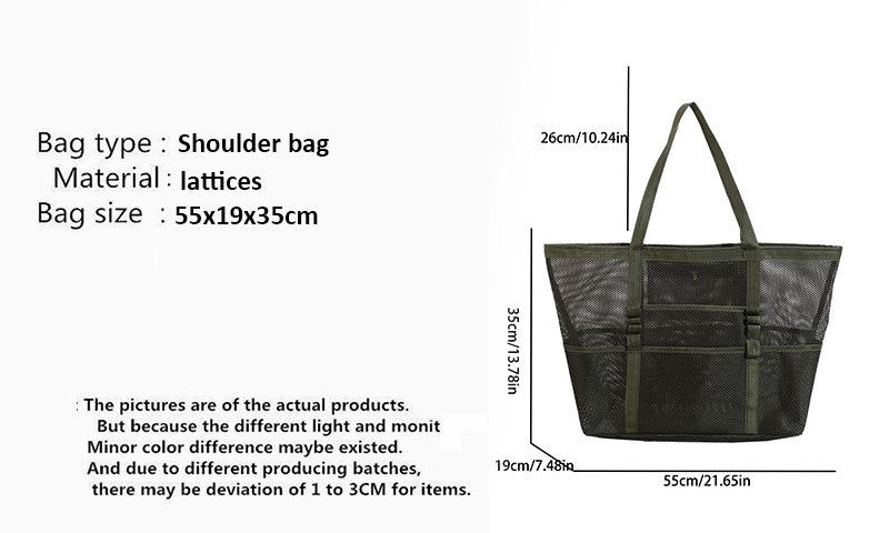 Multipocket Summer Large Beach Bag For Towels Mesh Durable Beach Bag For Toys Waterproof Underwear Pocket Beach Tote Bag