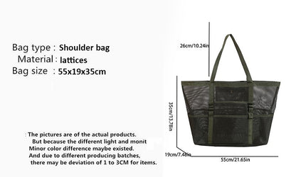 Multipocket Summer Large Beach Bag For Towels Mesh Durable Beach Bag For Toys Waterproof Underwear Pocket Beach Tote Bag