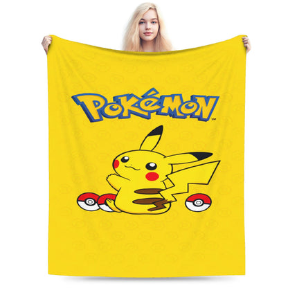 Cobertor de Flanela com Cena Clássica de Pokémon para Cama Super Quente, Mantas para Sofá, Cadeira, Piquenique, Colcha Engraçada, Capa para Sofá-Cama