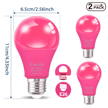 Kasotile 2Pack LED Colour Bulb E26 E27 9W Energy Saving Light for Wedding Home Party Stage Decoration 7 Colors