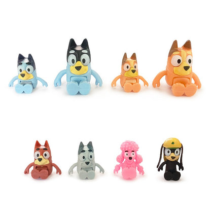 Bluey e Bingo Série Família Anime Modelo de Bonecos de Ação Desenhos Animados Mini Bonecos de PVC Enfeites Presente de Brinquedos de Decoração de Aniversário Infantil