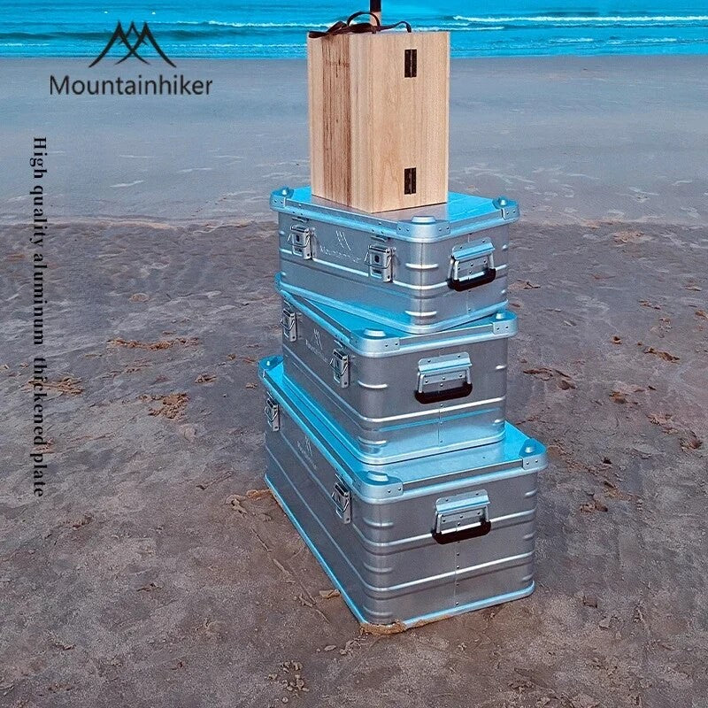 MOUNTAINHIKER Outdoor Storage Box Camping Picnic Travel Aluminum Alloy Large Capacity Box Silver Storage Bag 30-80L