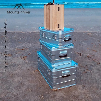 MOUNTAINHIKER Outdoor Storage Box Camping Picnic Travel Aluminum Alloy Large Capacity Box Silver Storage Bag 30-80L