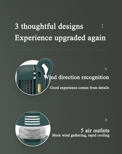 USB Hanging Neck Fan Portable Mute Mini Clip Hanging Waist Electric Fan 900mah Leafless Fan 3 Speeds for Outdoor Camping Fishing