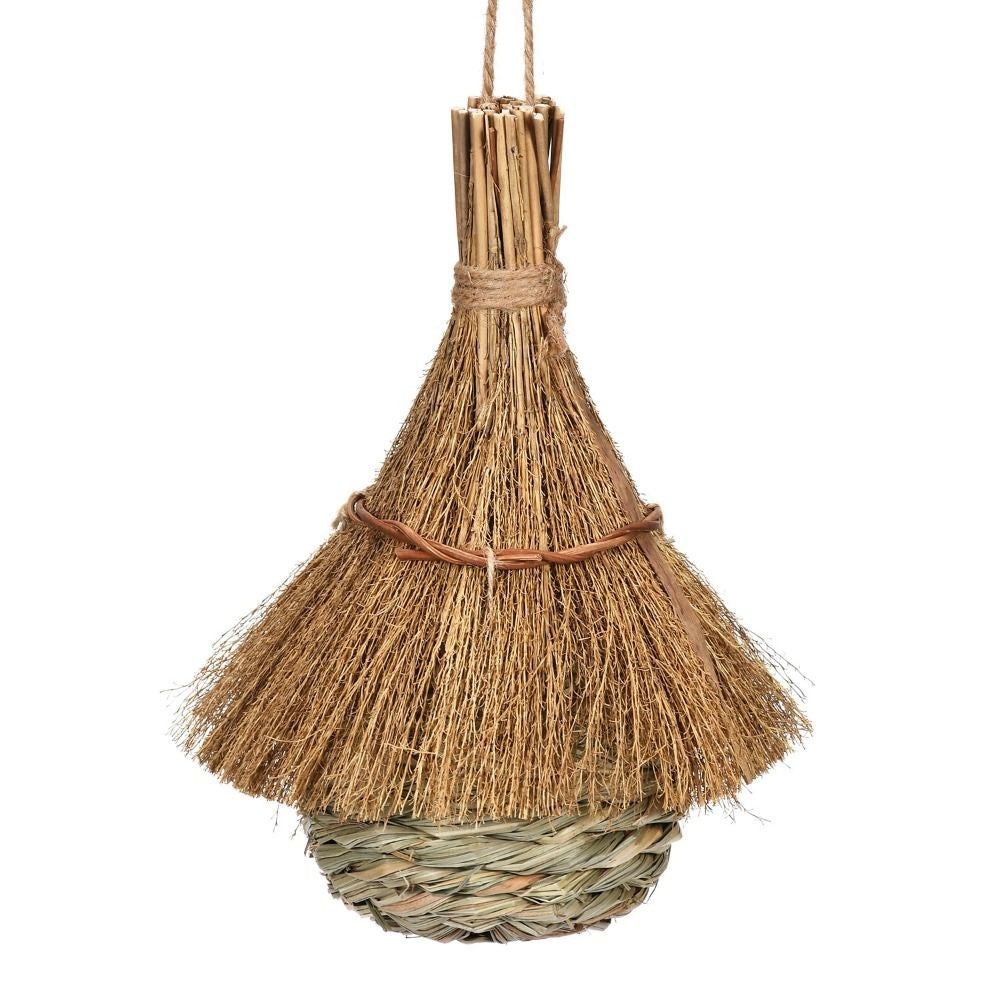 Casa para Pássaros Pendurada, Feita à Mão, de Grama, Ecológica, Gaiolas de Palha para Pássaros, Ninho Aconchegante para Pássaros, Abrigo contra o Frio
