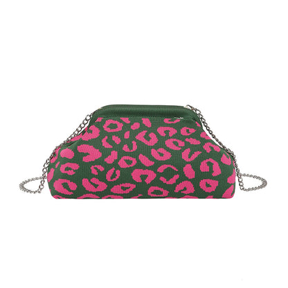 Dopamine Leopard Print Clutch Bag with Detachable Strap Leopard Print Shoulder Bag Leopard Crossbody Bag for Modern Ladies