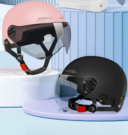 Capacete de Segurança para Bicicleta Certificado 3C Masculino e Feminino Adulto Infantil Desenho Animado Bicicleta Elétrica Moto Meio Capacete com Óculos
