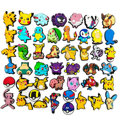20/27/47pcs Set Cute Pikachu Charizard Figures Pokemon Hole Shoes Charms Diy Buckle Accessories Pvc Cartoon Decoration Gift