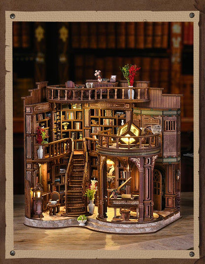 3D Retrô Sonhador Sala de Livros DIY Casas de Madeira em Miniatura Kits Decoração de Mesa para Adultos Presentes de Natal Artesanais