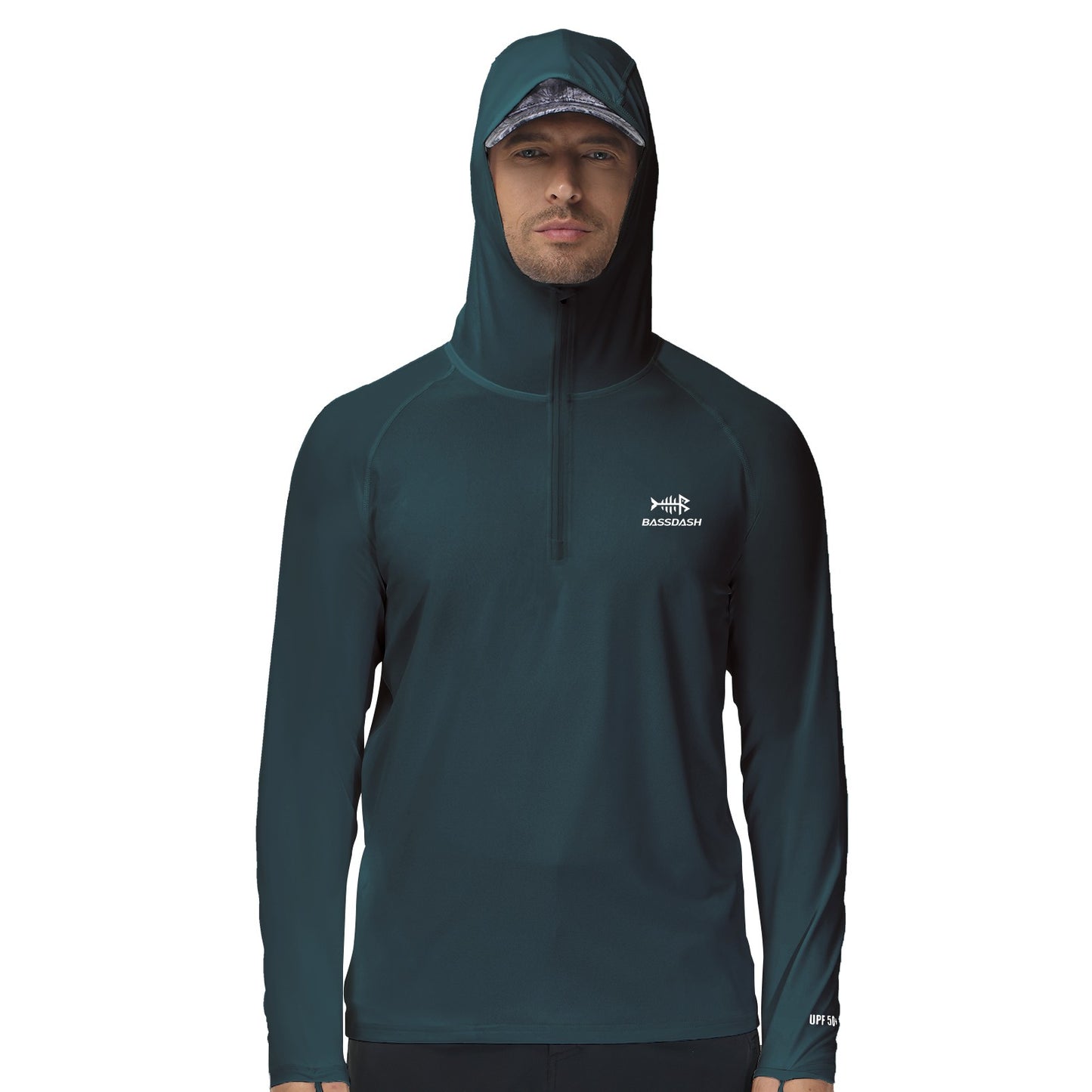 Camisa de Pesca Masculina BASSDASH com Zíper 1/4 UPF 50+ Secagem Rápida Manga Longa Proteção Solar FS24M