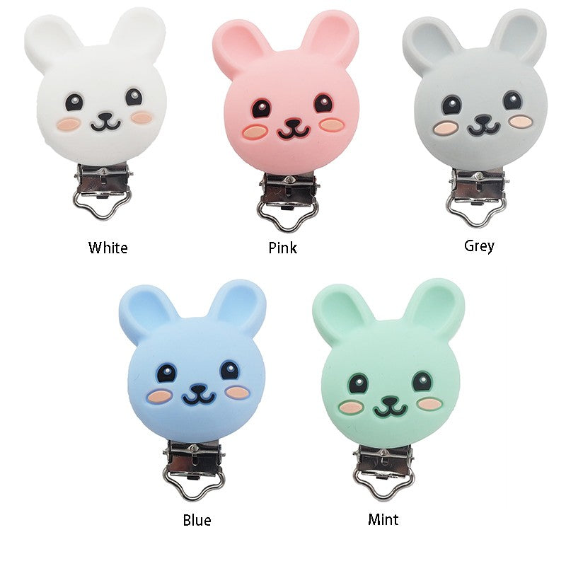 Chenkai 10PCS Round Bear Star Silicone Teether Clip DIY Baby Pacifier Dummy Chain Holder Soother Nursing Jewelry Toy Clips