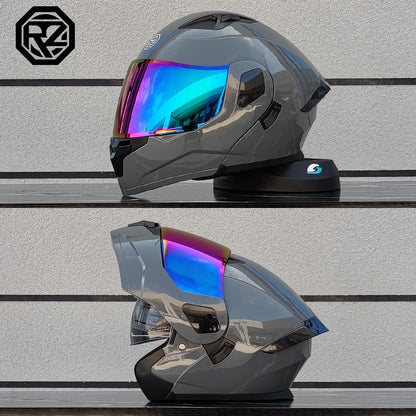 ORZ Capacete Integral Personalizado para Motocicleta Masculino Feminino Moda Capacete com Lente Dupla Capacete de Motocross de Corrida Modular Articulado Casco Moto