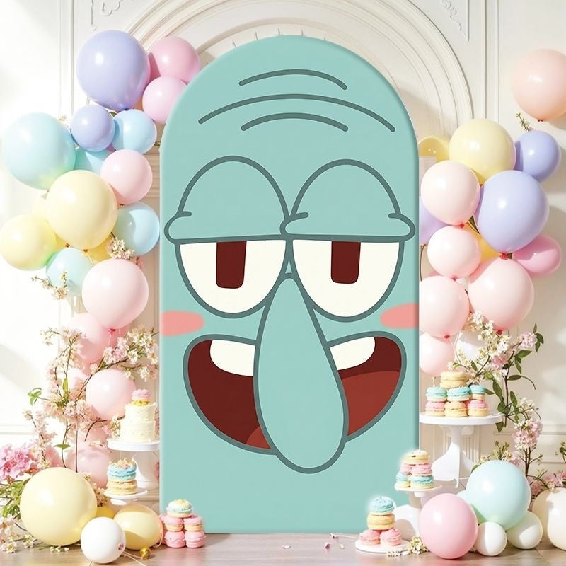 SpongeBob Squidward Patrick Arch Backdrop Cover Cartoon Party Decoration Elastic Fabric Event Photo Background Celebration Decor