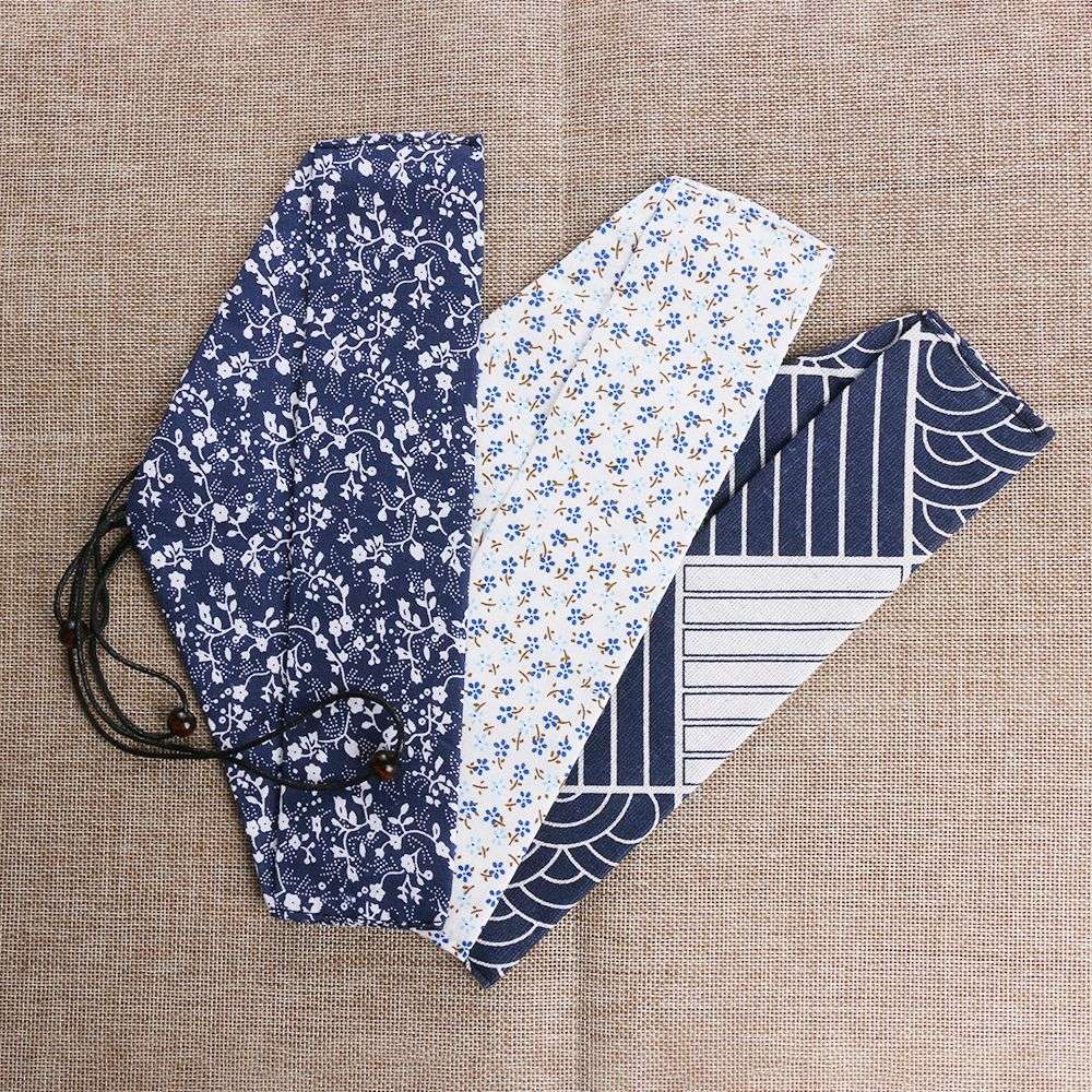 Spoon Fork Chopsticks Portable Tableware Wooden Cutlery Sets Travel Dinnerware Suit Environmental with Cloth Pack Gift