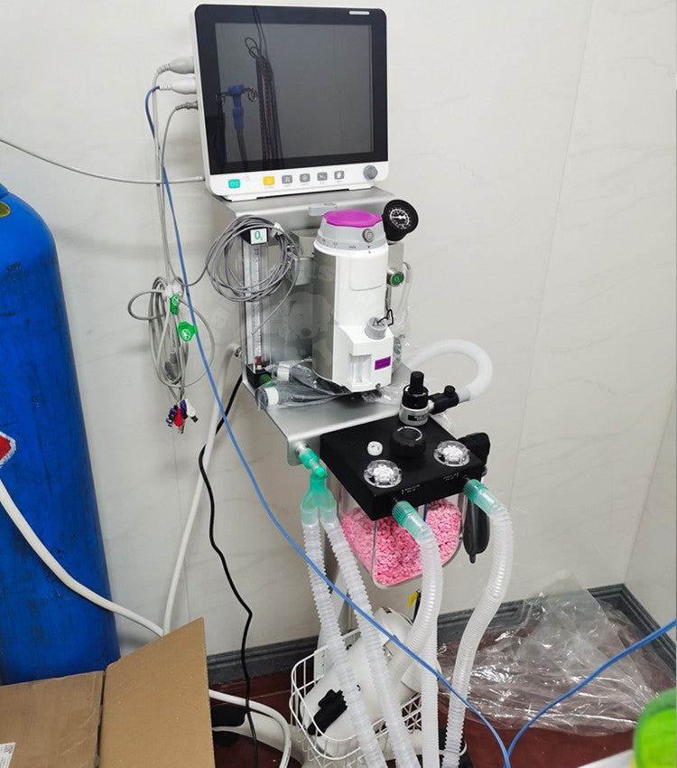 Máquina de Anestesia Veterinária para Animais Cães Gatos Equipamento de Anestesia Veterinária com Carrinho