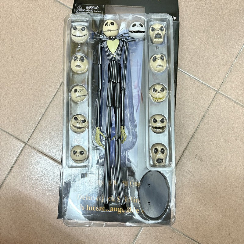 O Estranho Mundo de Jack Skellington com Cabeças Intercambiáveis Boneco de Ação PVC Brinquedo Modelo Coleção Presente 35cm