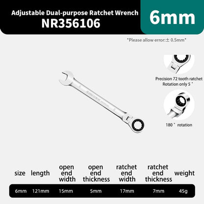 Conjunto de Chaves Catraca AMR Ferramenta Manual de 72 Dentes Cabeça Flexível Acabamento Espelhado 6mm-32mm Reparo Automotivo e Residencial