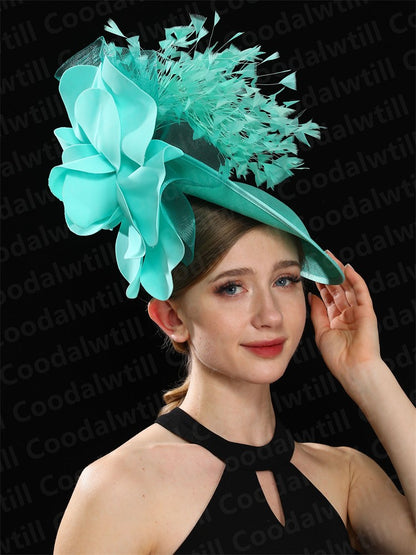 Big Flower Wedding Fascinator Hat Women Formal Party Tea Headpiece Ladies Cocktail Church Chapeau Cap Headband Woman Millinery