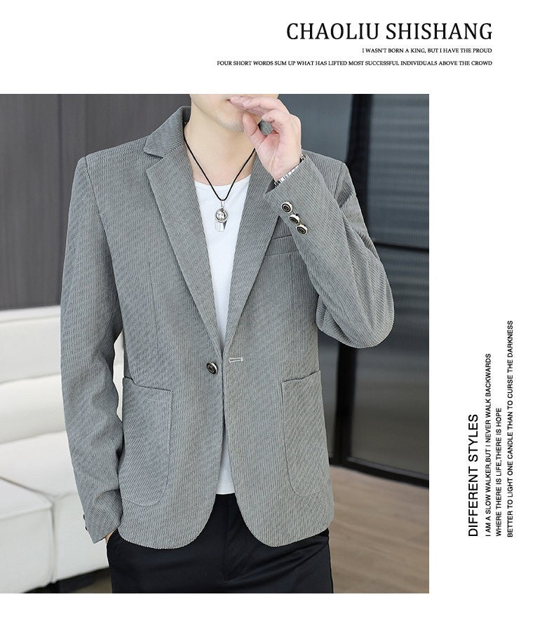Blazer's New Men's Fashion Outdoor Travel Camping Youth Wedding Hosting Campus Slimming Casual Solid Color Korean Version Blazer