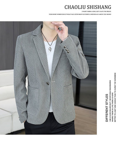Blazer's New Men's Fashion Outdoor Travel Camping Youth Wedding Hosting Campus Slimming Casual Solid Color Korean Version Blazer