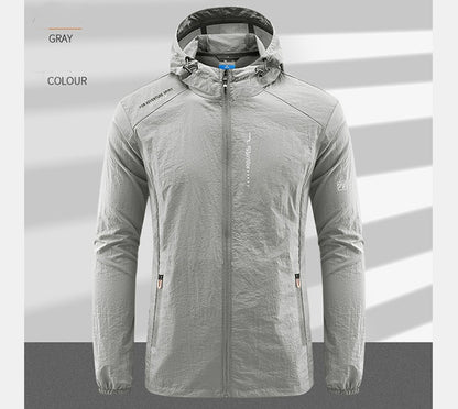 Summer Outdoor Quick Dry Sun-Protective Thin Jacket Men Hiking Fishing Cycling Hooded Gym Sport Windbreaker Ultra Light Coats