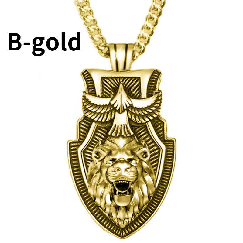 Colar Masculino de Aço Inoxidável com Pingente Triângulo e Cabeça de Lobo, Joia Punk de Animal para Homens, Presente de Aniversário, Estilo Hip Hop