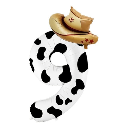 2pcs-40 inch 0-9 digital and hat balloon set, suitable for birthdays, farm themed parties, and New Year celebrations