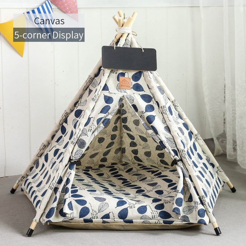 Tenda Tipi para Gatos e Cães, Portátil, Removível, Lavável, Casinha Interna para Filhotes com Almofada e Lousa, Cama para Gato