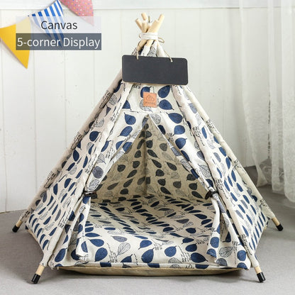 Tenda Tipi para Gatos e Cães, Portátil, Removível, Lavável, Casinha Interna para Filhotes com Almofada e Lousa, Cama para Gato