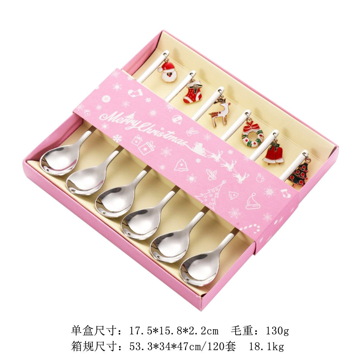 Christmas Cutlery Set Elk Dessert Scoop Fruit Fork Coffee Spoon Stainless Steel Dessert Fork 4/6PCS Christmas Spoons Fork Set