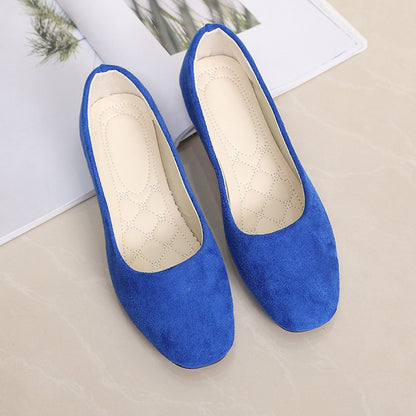 Woman Flats Casual Round Toe Cute Flats Flock Mocasines Ballerina Church Flats Female Suede Elegant Soft Sole Mom Shoes