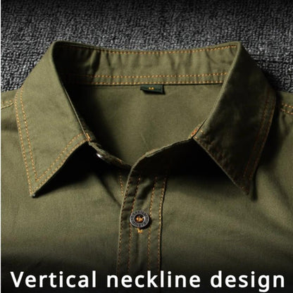 Summer Cotton Tactical Cargo Shirt Mens Multi Pocket Badge Embroidered Combats Tops Casual Breathable Tooling Chemise Homme