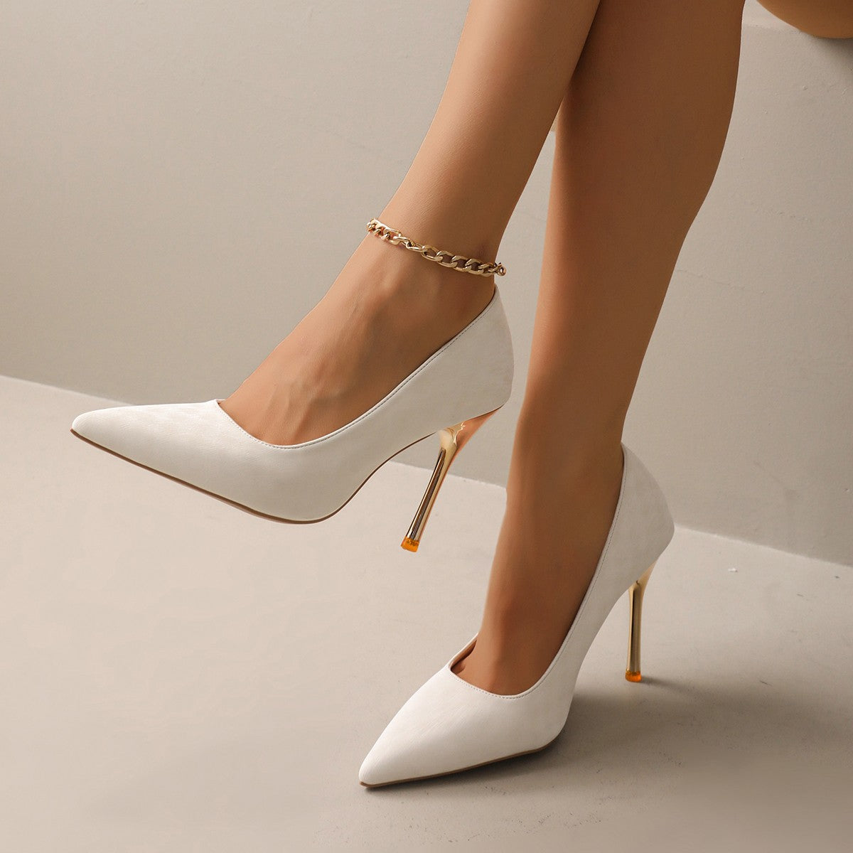 Women 10Cm Pointed Toe High Heels White Red Lady Wedding Bridal pumps Sexy fashion girl Prom Shoes Classic Black Office Shoes