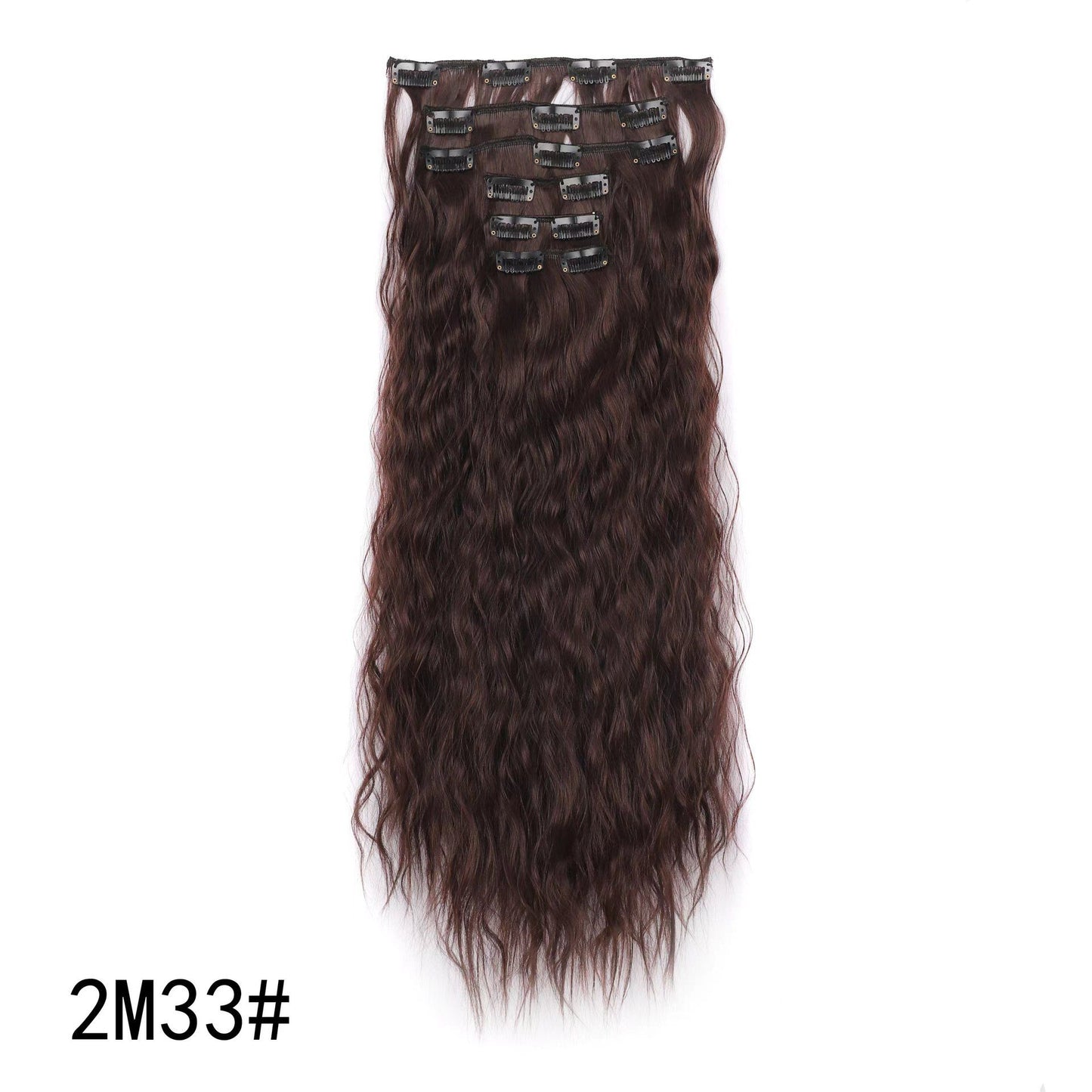 Wig clip hair extensions Cabelo comprido liso extensões de fibra química sintética invisível Conjunto de seis peças de 16 grampos de cabelo