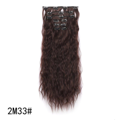Wig clip hair extensions Cabelo comprido liso extensões de fibra química sintética invisível Conjunto de seis peças de 16 grampos de cabelo