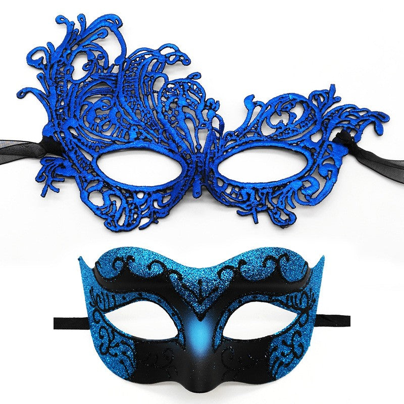 2Pcs Couples Gold Purple Black Blue Lace Masks Butterfly Venetian Face Cover for Mardi Gras Halloween Masquerade Party Costume