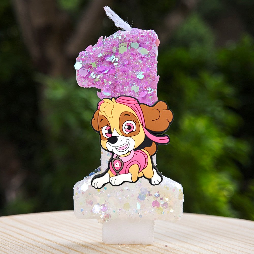 Paw Patrol Candle 0-9 Number Candle Paw Patrol Cartoon Character Party Cake Plug-in Birthday Cake Decoration Baby Shower Gift