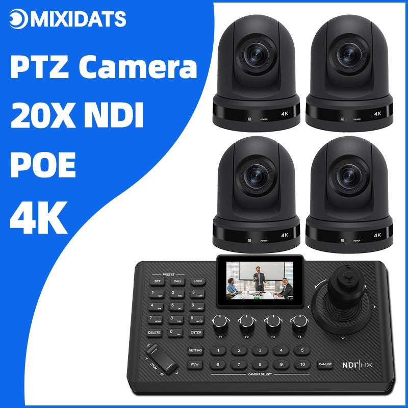 4K NDI  PTZ Camera 1-10pcs 20X Zoom Video Conference Camera for Church Business Meeting Optional 1 controller keyboard kit