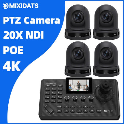 4K NDI  PTZ Camera 1-10pcs 20X Zoom Video Conference Camera for Church Business Meeting Optional 1 controller keyboard kit