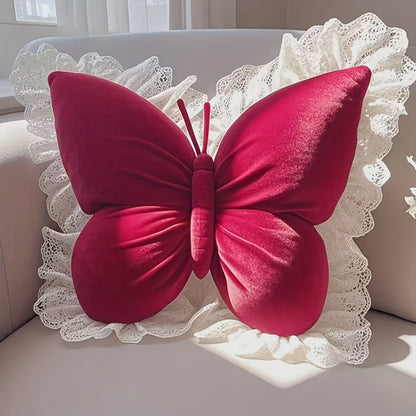 Butterfly-shaped throw pillow, cute cushion for bedroom sofa, home decor novelty item