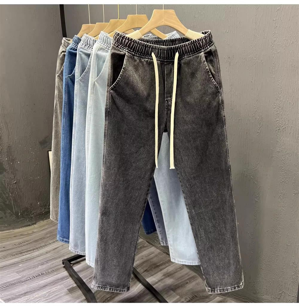Men's Casual Loose Straight Leg Jeans Thin Wear Resistant Spring Autumn Vintage Workwear Trousers Comfortable Denim Pants