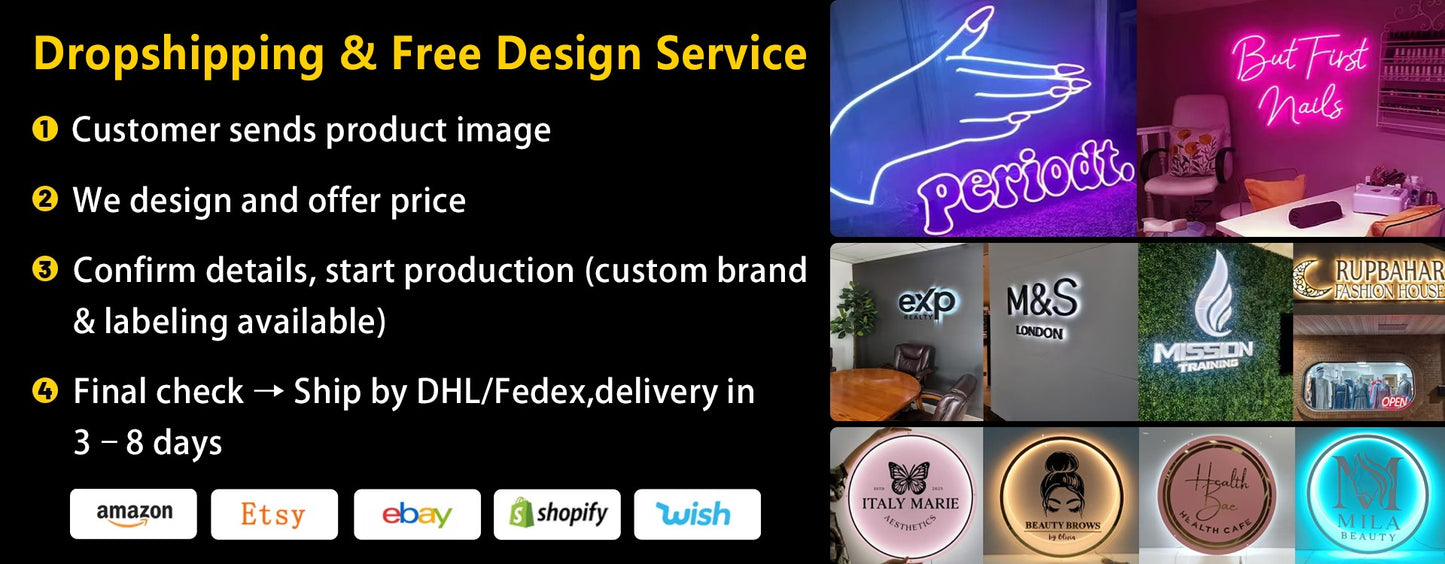 Custom LED Sign Backlit Luminous Business Logo Custom Wall Signage Led Letter for Beauty Nail SPA Salon Shop CE/UL Certified