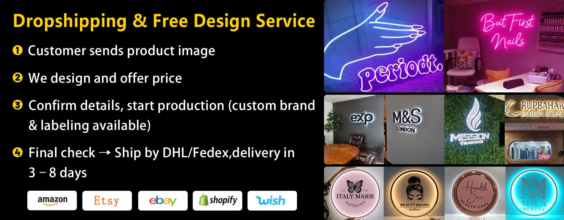 Custom LED Sign Backlit Luminous Business Logo Custom Wall Signage Led Letter for Beauty Nail SPA Salon Shop CE/UL Certified