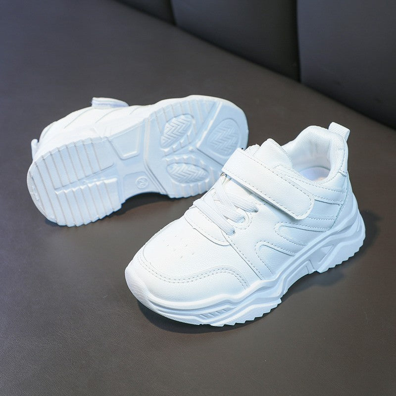 Spring Kids White Sneakers Leisure Chunky Concise Fashion Boys Girls Sport Shoes 26-37 Running All-match Children Trainers