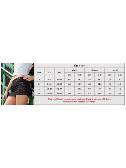 Women's Mini Lace Skirts Casual Low Waist Solid Color See Through Sexy Skirts Fashion Short Skirts Summer Beach