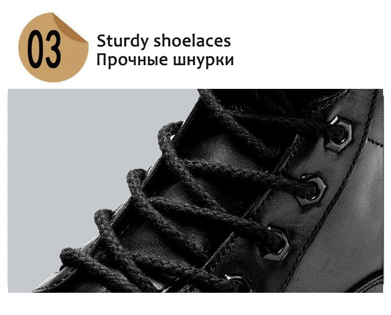 Botas de Couro Genuíno Masculinas de Cano Curto Botas Masculinas de Inverno de Couro com Pelo Quente para Exército Caça Sapatos Masculinos Botas Casuais Pretas