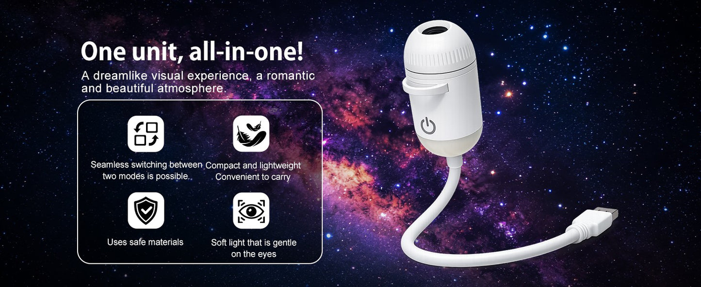 2-in-1 USB Ambient Light For Large Range Projection Atmosphere Multiple Scenes Adjustable Focus Distance Night Lighting Function