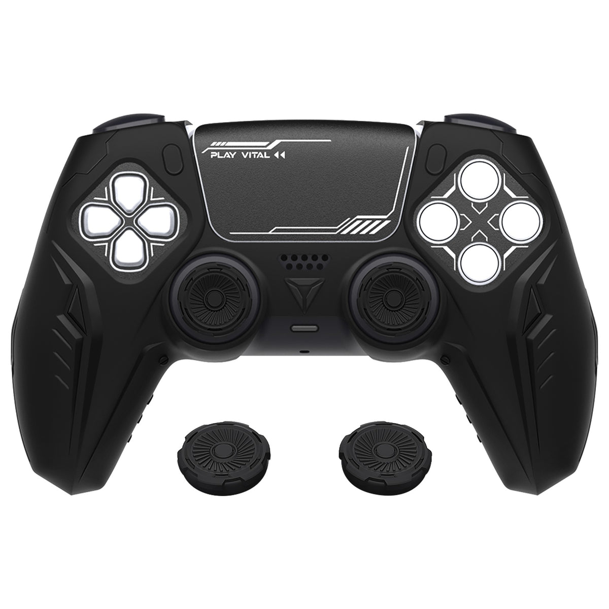 PlayVital Silicone Grip Case for PS5 Controller - Futuristic CyberMech Design Cover Compatible with PS5 Official Charging Dock